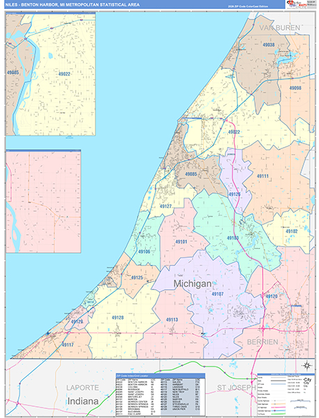 Niles-Benton Harbor Metro Area Wall Map